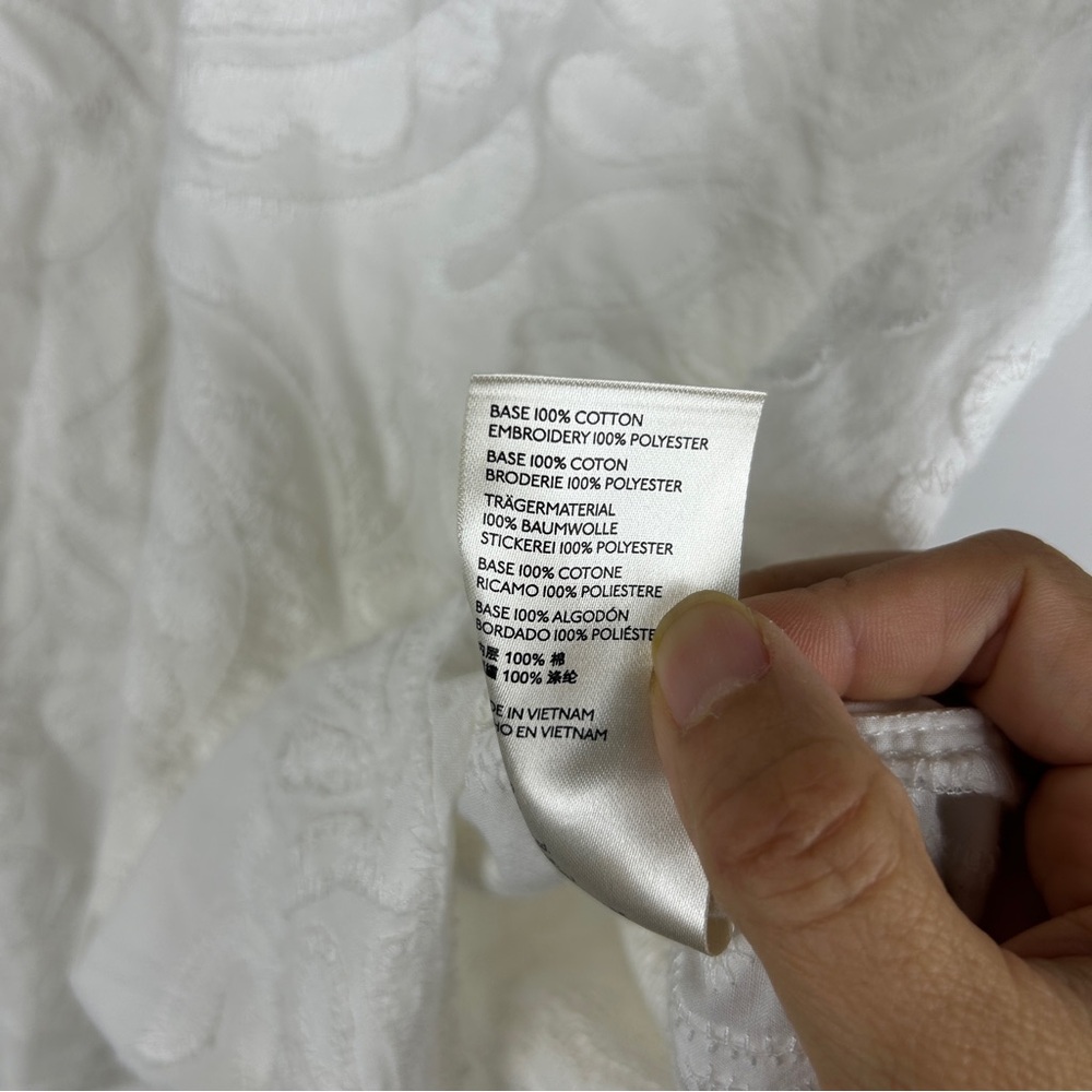Anthropologie pilcroWhite textured floral oversize shoulder Button Down Shirt XS - Picture 7 of 8